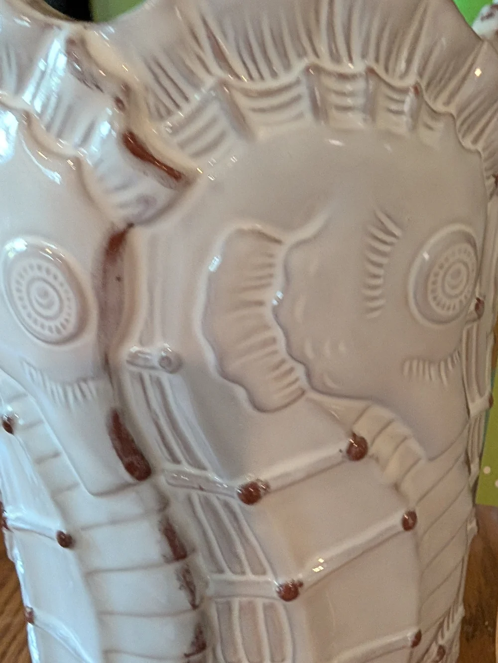 Sea Horse Cream Ceramic Wine Cooler w Wine Opener N Six Seashell Appetizer Forks